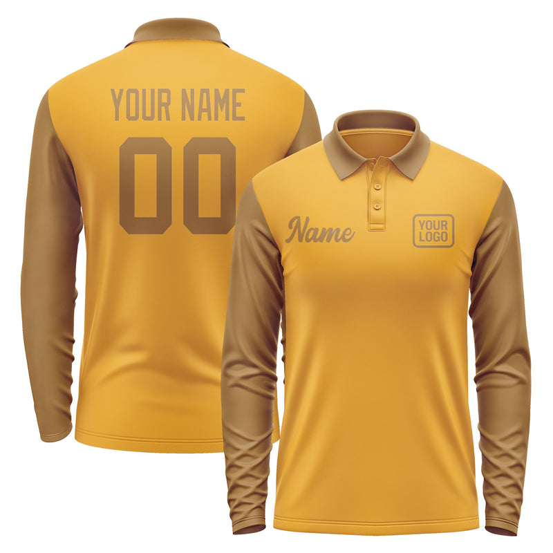 Custom Yellow Khaki Long Sleeve Polo Shirt Pl192222B122
