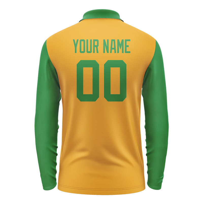 Custom Yellow Emerald Green Long Sleeve Polo Shirt Pl192424B124