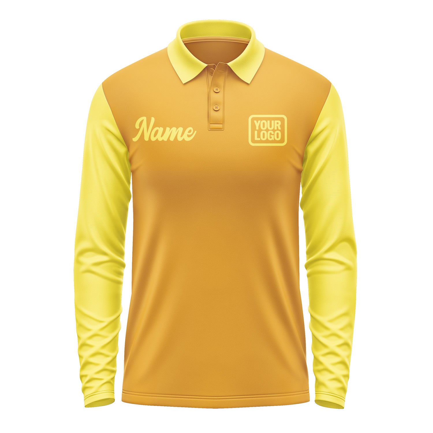 Custom Yellow Light Yellow Long Sleeve Polo Shirt Pl192626B126