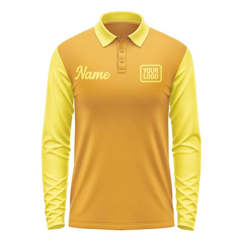 Custom Yellow Light Yellow Long Sleeve Polo Shirt Pl192626B126