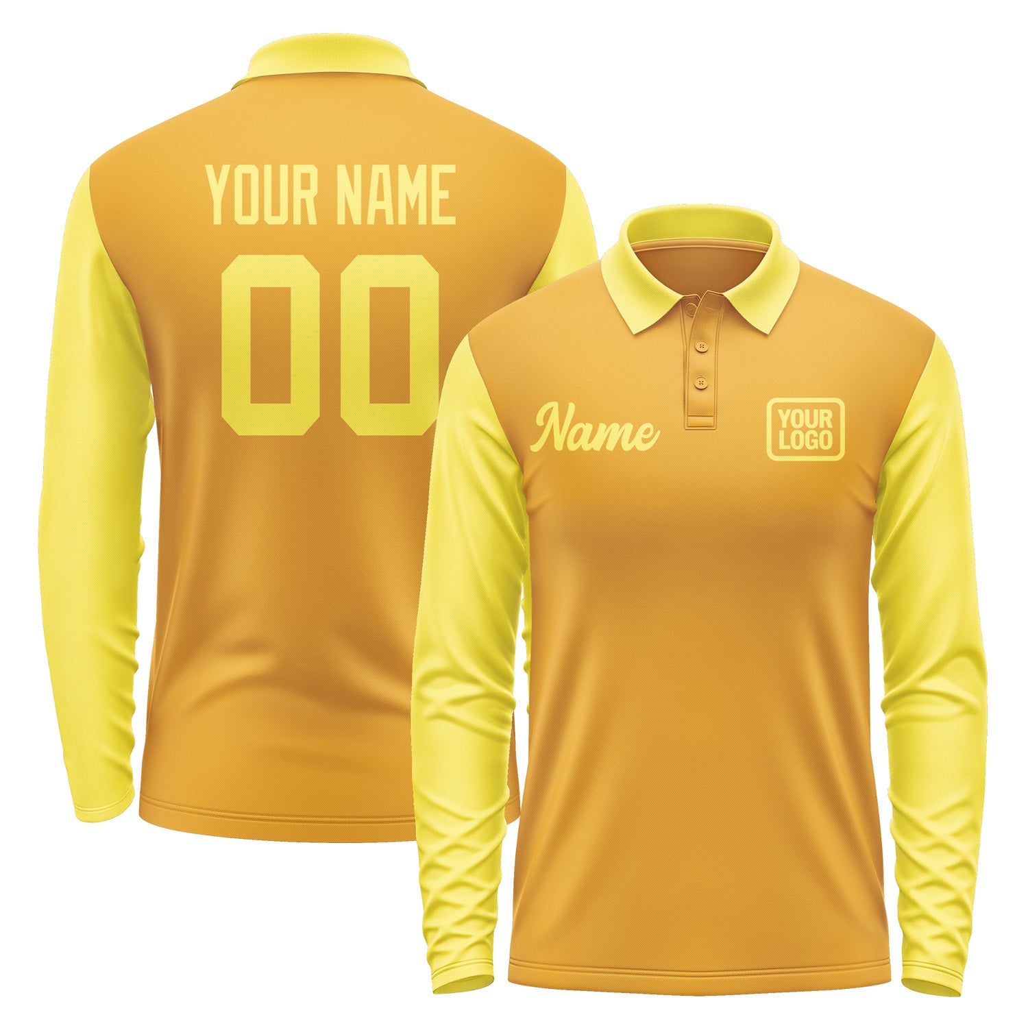 Custom Yellow Light Yellow Long Sleeve Polo Shirt Pl192626B126