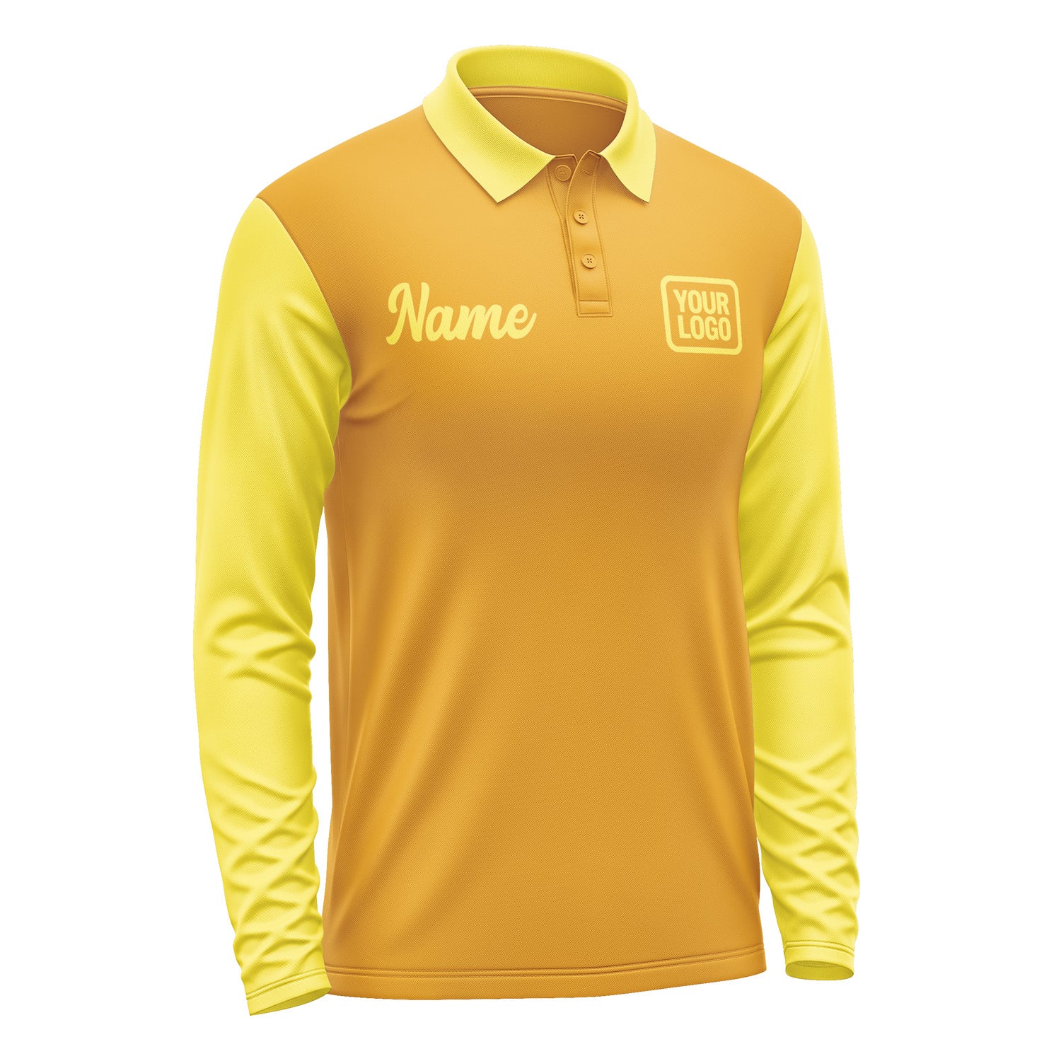 Custom Yellow Light Yellow Long Sleeve Polo Shirt Pl192626B126