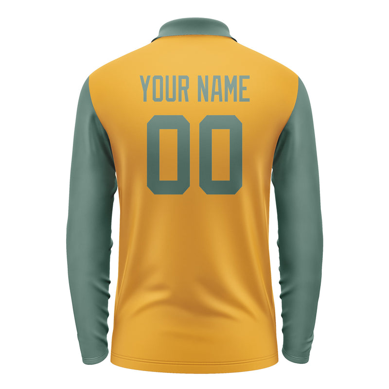 Custom Yellow Blue Green Long Sleeve Polo Shirt Pl192727B127