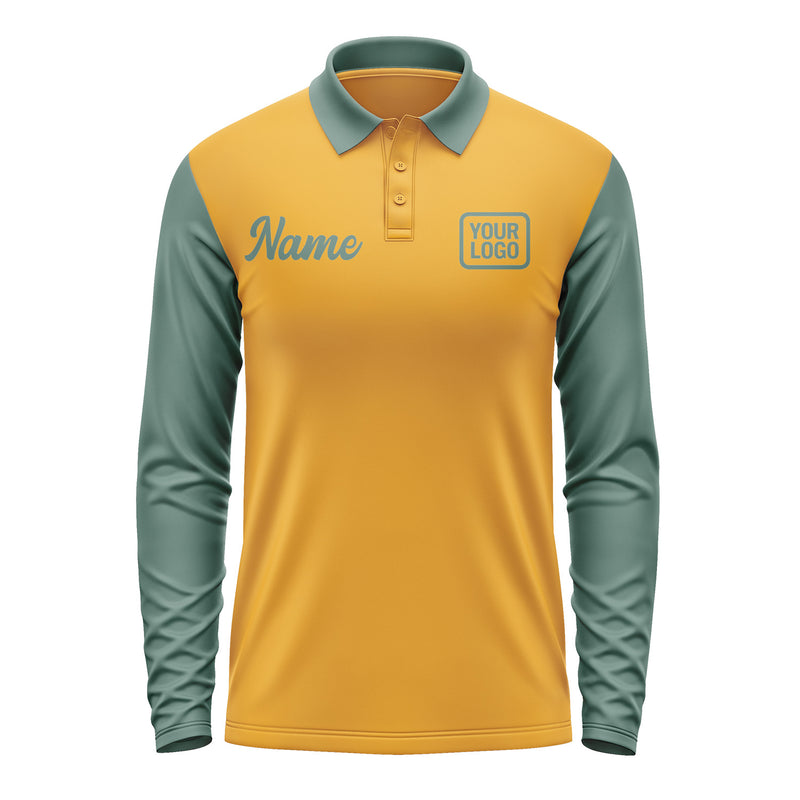 Custom Yellow Blue Green Long Sleeve Polo Shirt Pl192727B127