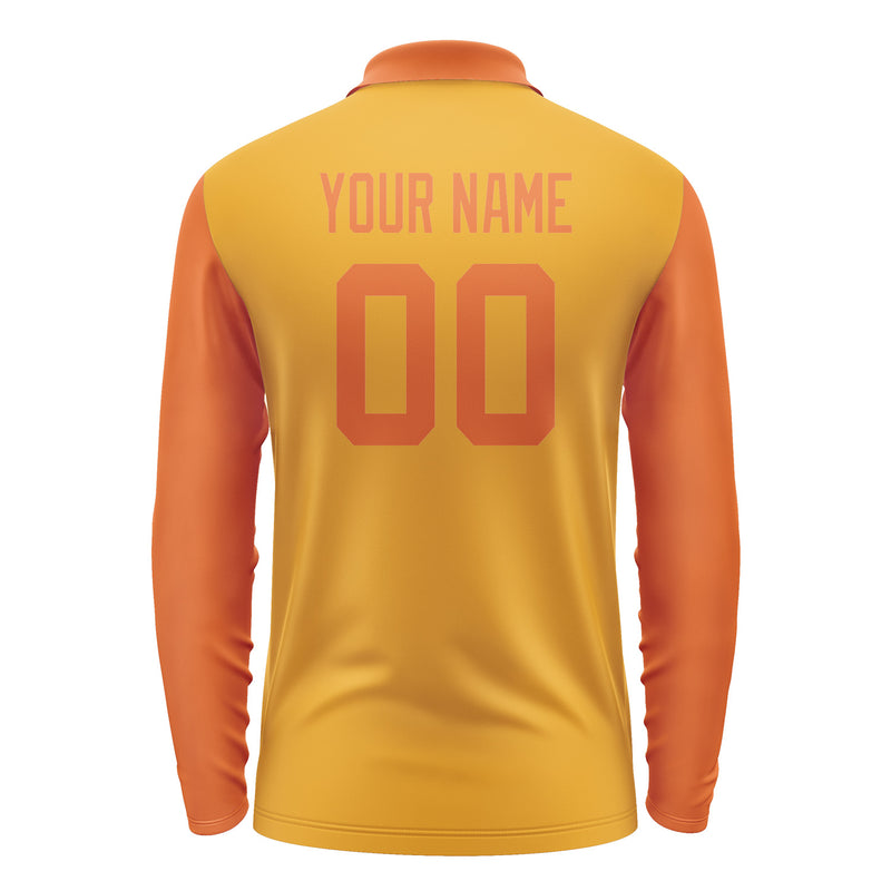 Custom Yellow Orange Long Sleeve Polo Shirt Pl192828B128