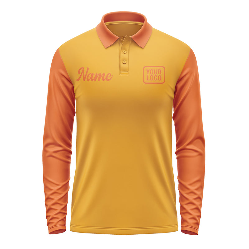 Custom Yellow Orange Long Sleeve Polo Shirt Pl192828B128