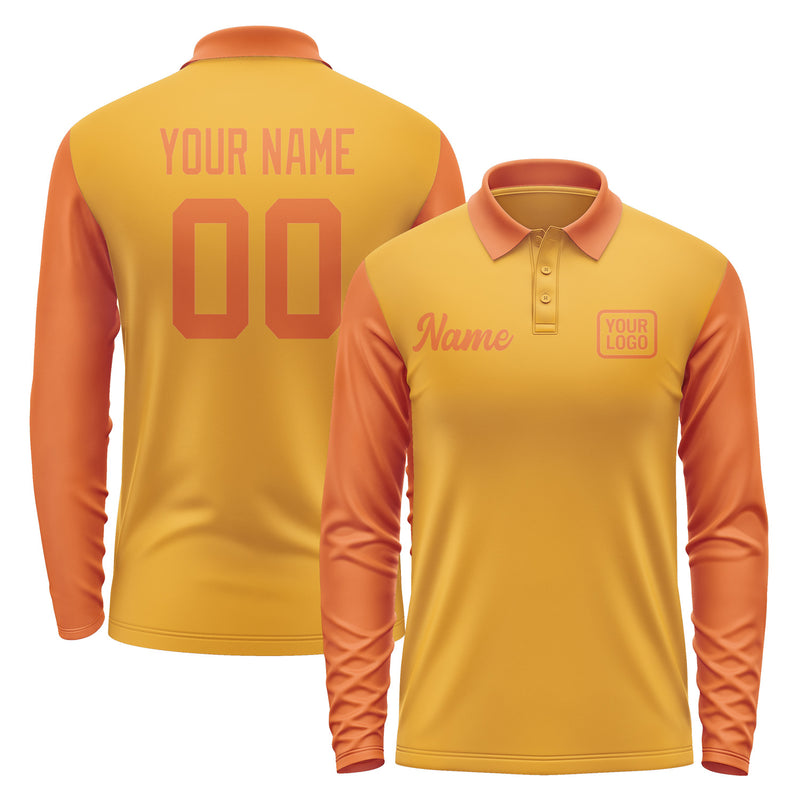 Custom Yellow Orange Long Sleeve Polo Shirt Pl192828B128