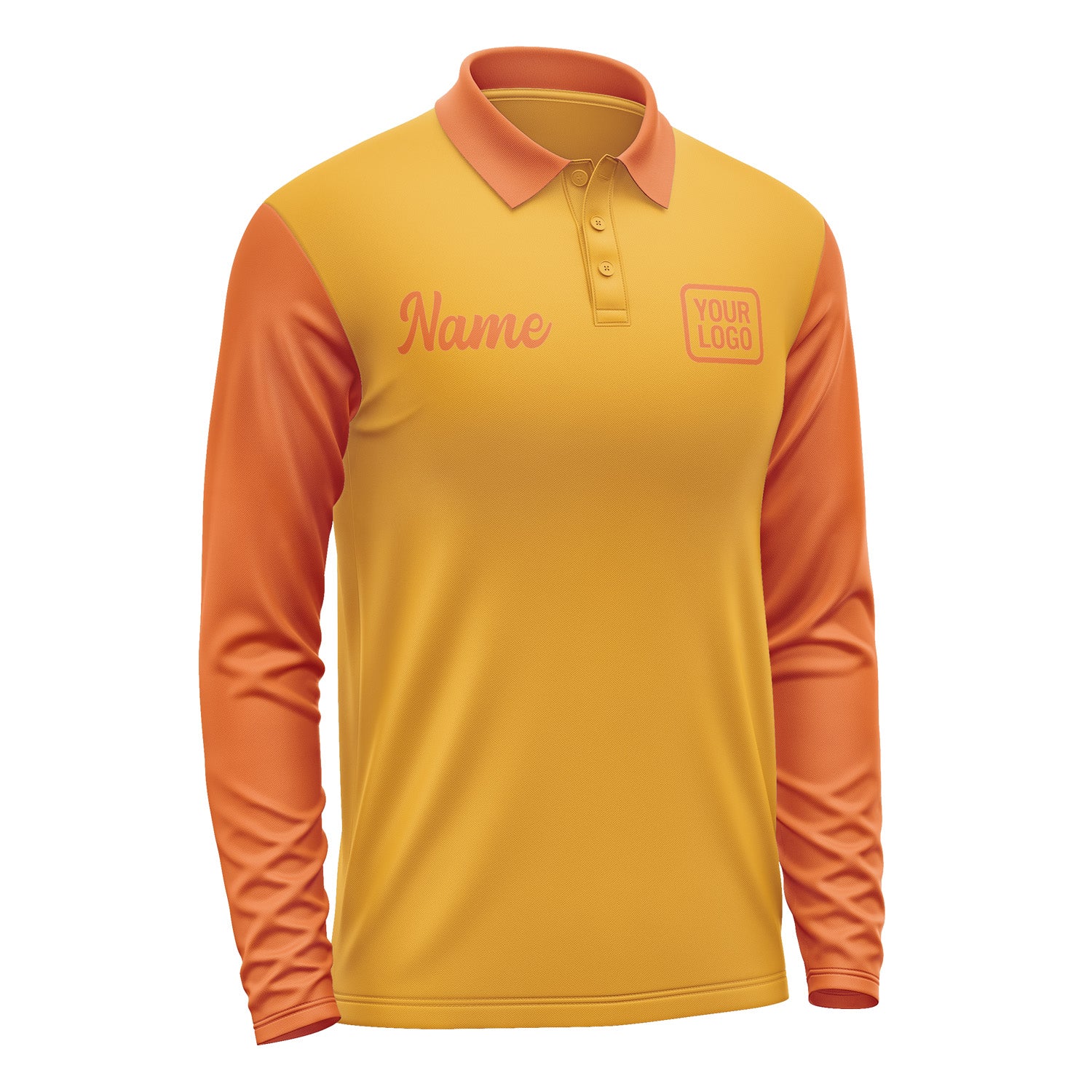 Custom Yellow Orange Long Sleeve Polo Shirt Pl192828B128