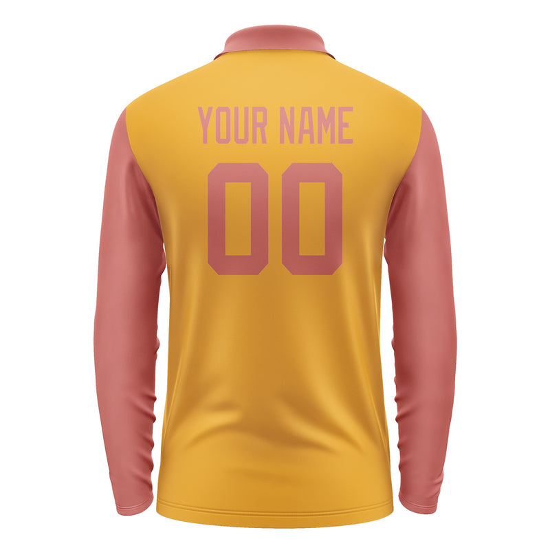 Custom Yellow Copper Rose Long Sleeve Polo Shirt Pl192929B129