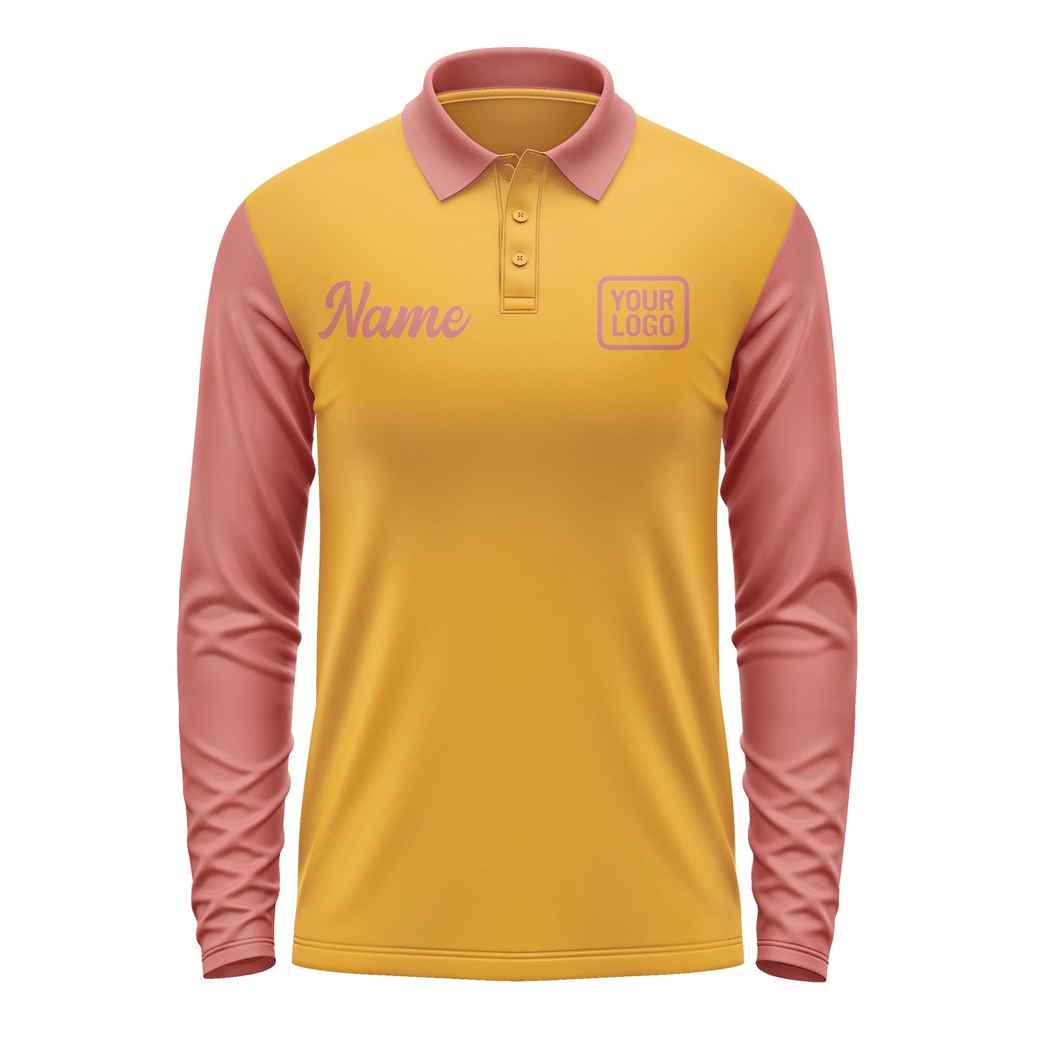 Custom Yellow Copper Rose Long Sleeve Polo Shirt Pl192929B129