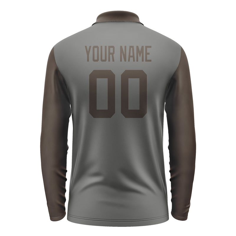 Custom Dark Grey Brown Long Sleeve Polo Shirt Pl200101B101