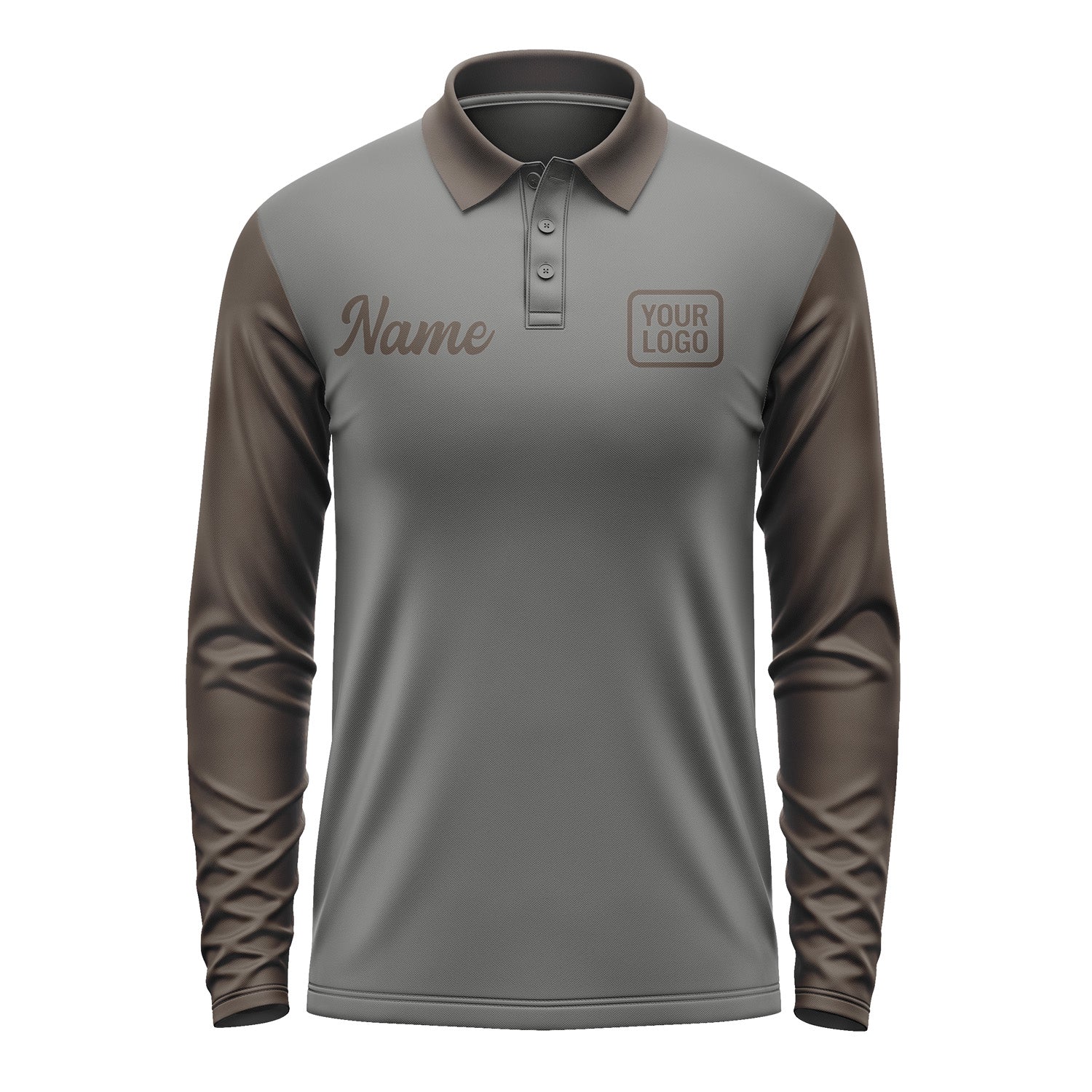 Custom Dark Grey Brown Long Sleeve Polo Shirt Pl200101B101