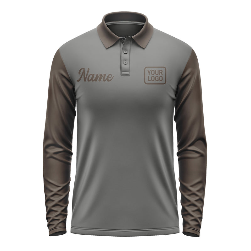 Custom Dark Grey Brown Long Sleeve Polo Shirt Pl200101B101