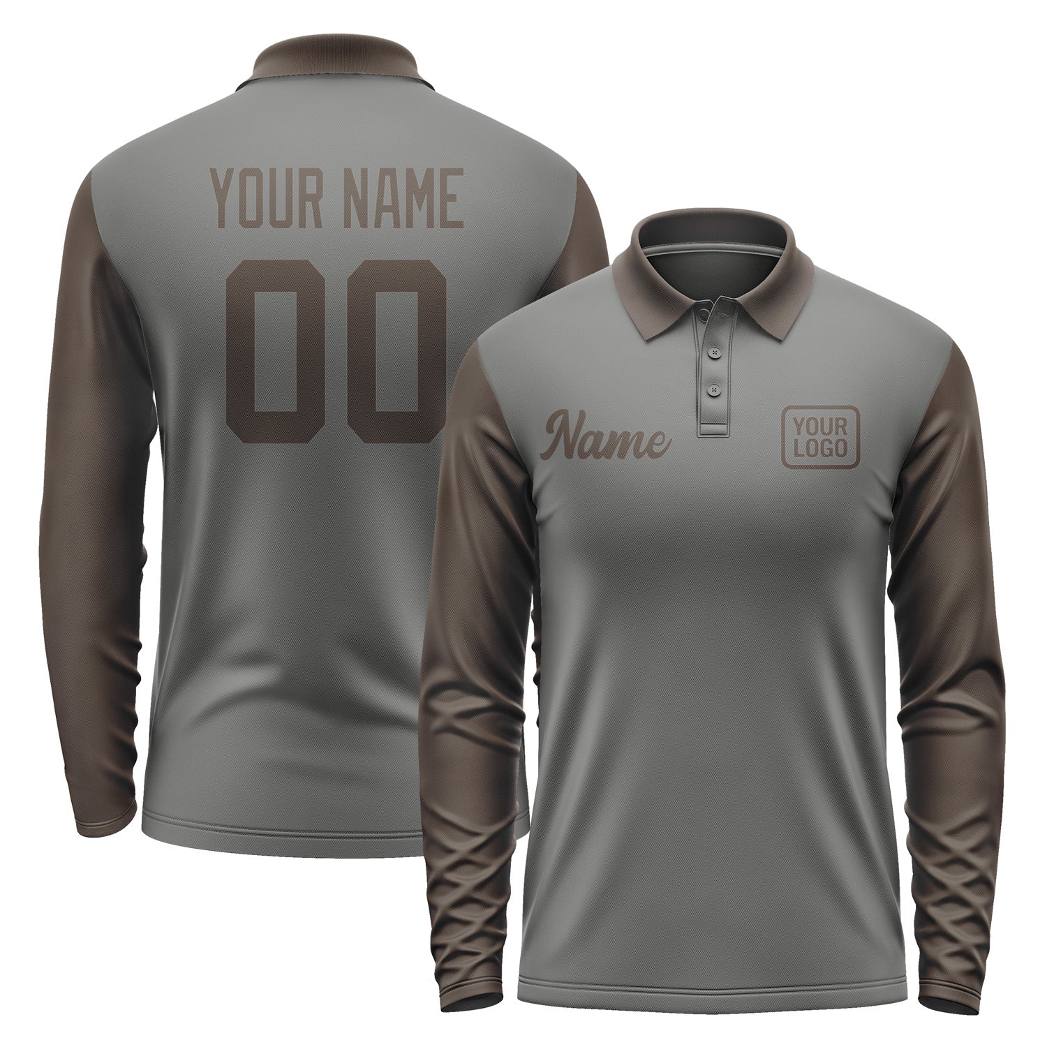 Custom Dark Grey Brown Long Sleeve Polo Shirt Pl200101B101