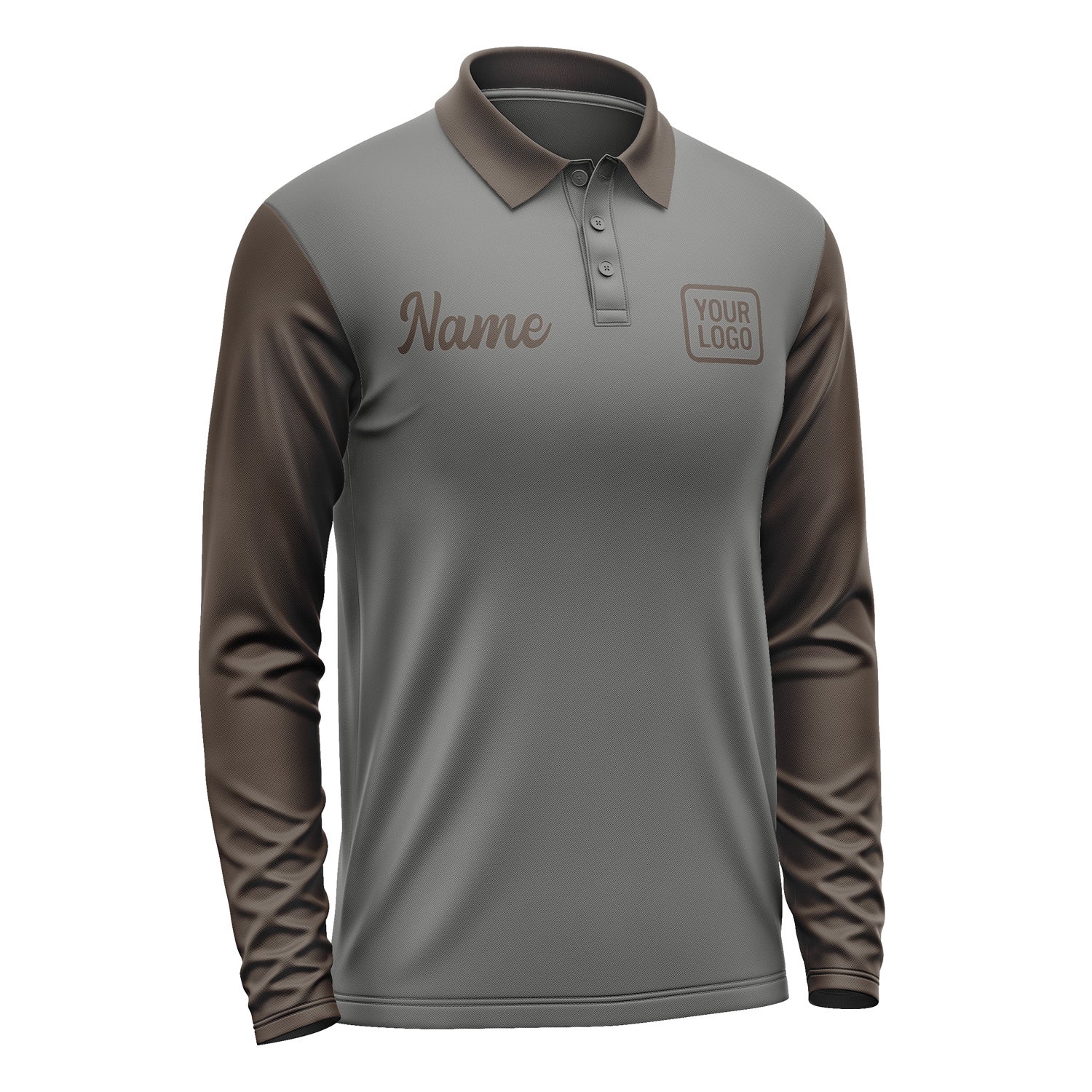 Custom Dark Grey Brown Long Sleeve Polo Shirt Pl200101B101