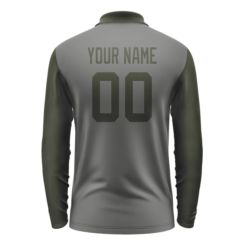 Custom Dark Grey Olive Long Sleeve Polo Shirt Pl200202B102