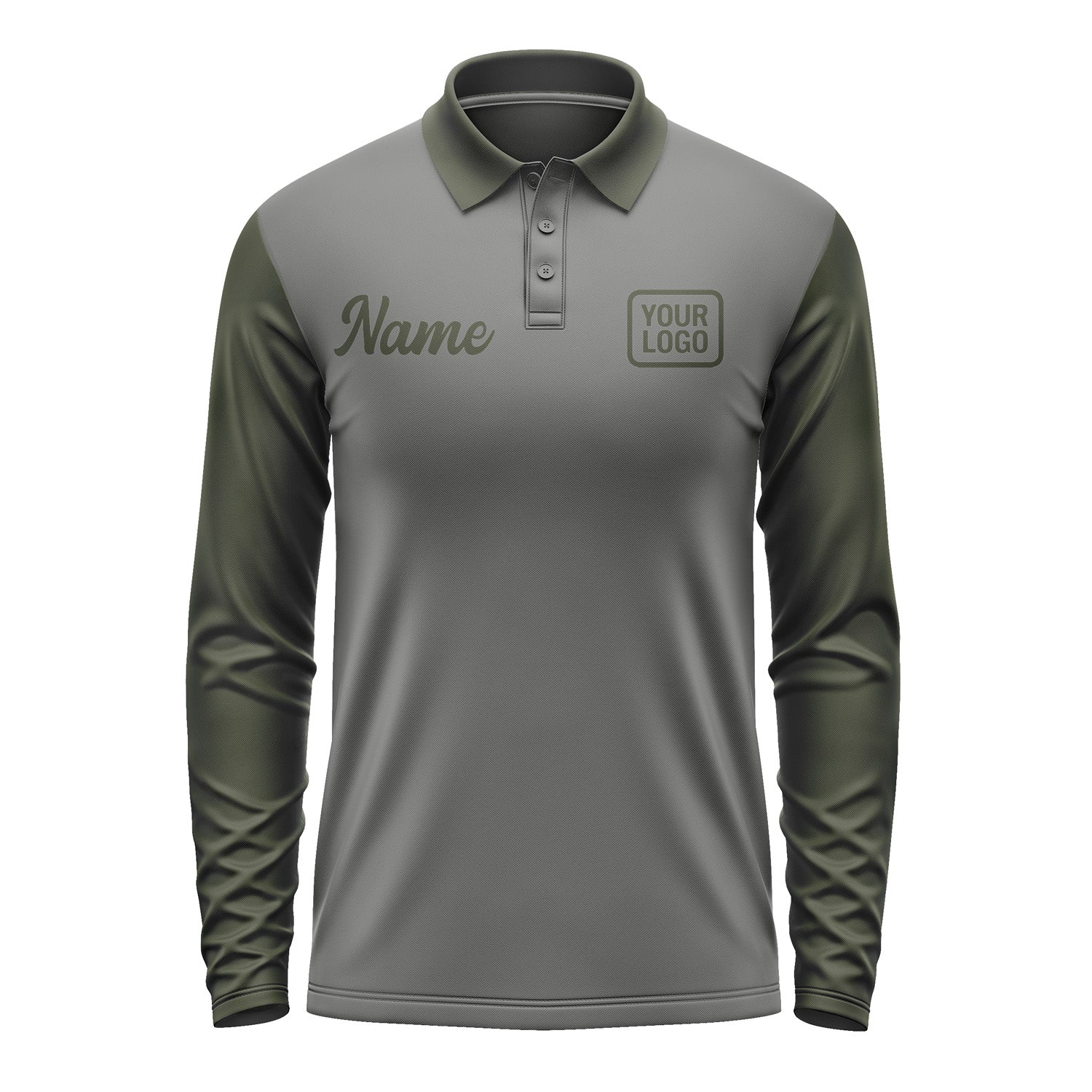 Custom Dark Grey Olive Long Sleeve Polo Shirt Pl200202B102