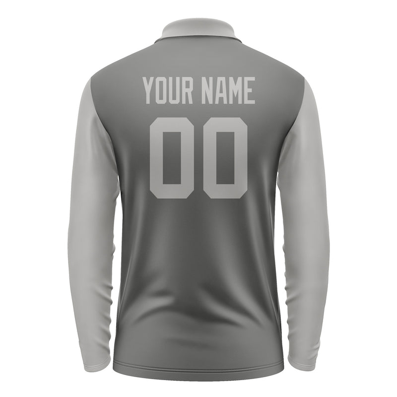 Custom Dark Grey Gray Long Sleeve Polo Shirt Pl200404B104