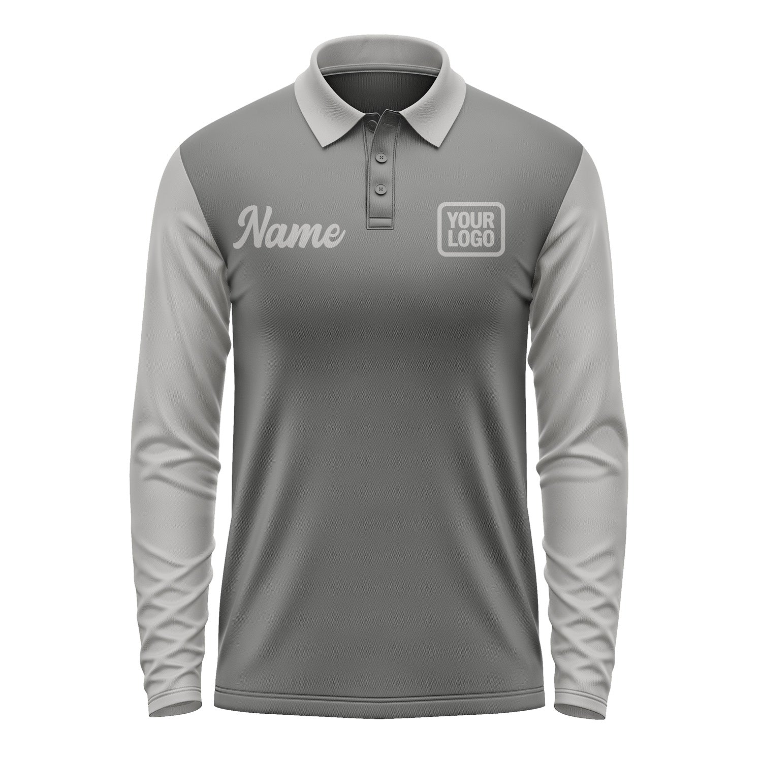Custom Dark Grey Gray Long Sleeve Polo Shirt Pl200404B104