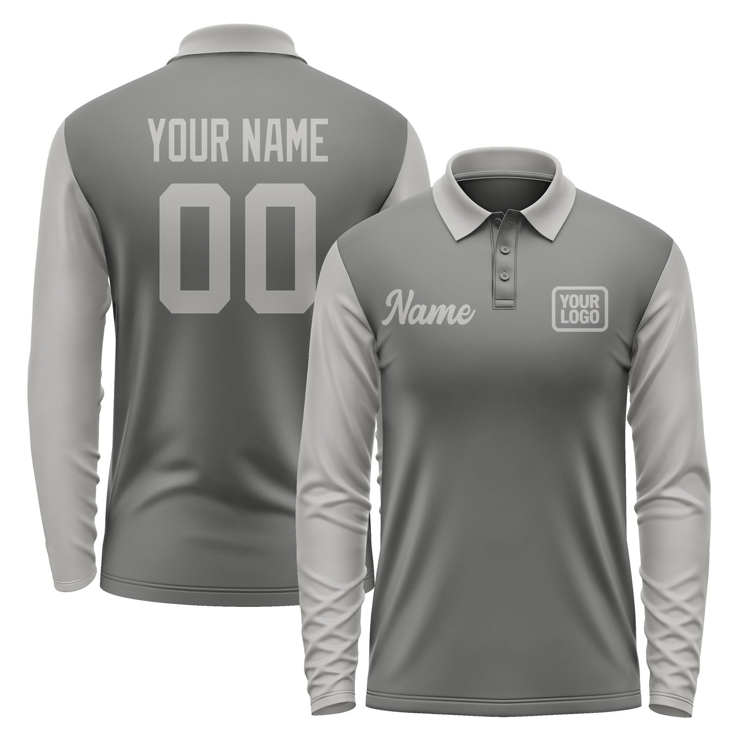 Custom Dark Grey Gray Long Sleeve Polo Shirt Pl200404B104