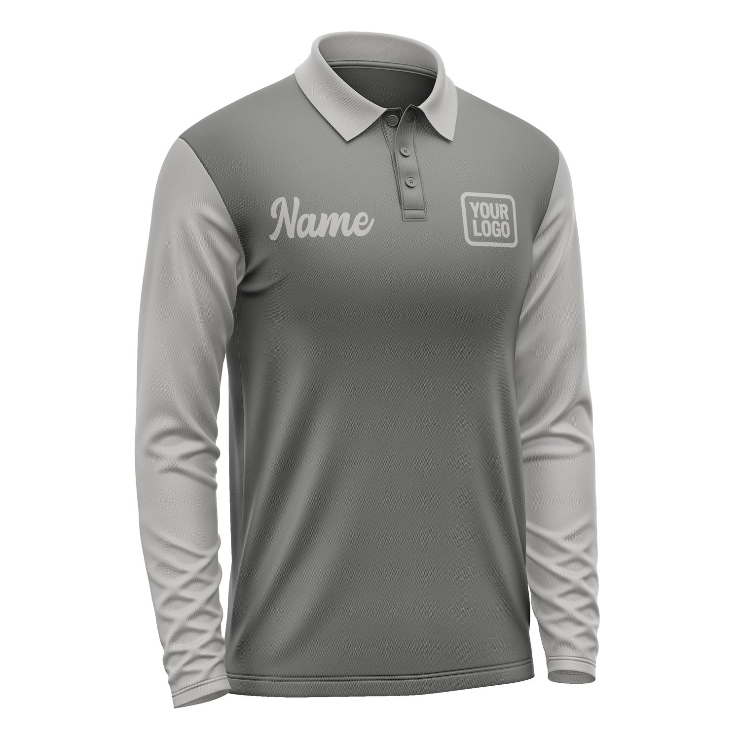 Custom Dark Grey Gray Long Sleeve Polo Shirt Pl200404B104