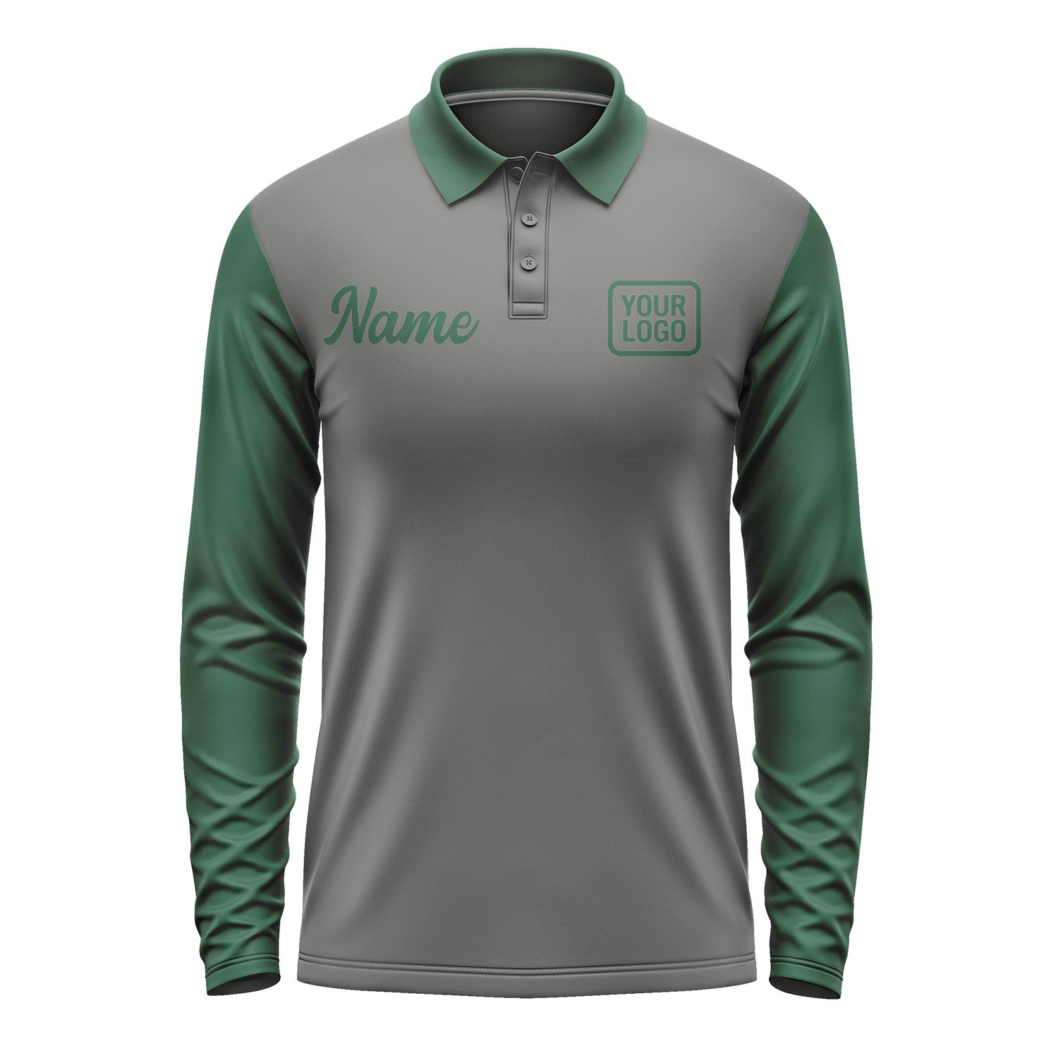 Custom Dark Grey Green Long Sleeve Polo Shirt Pl200505B105
