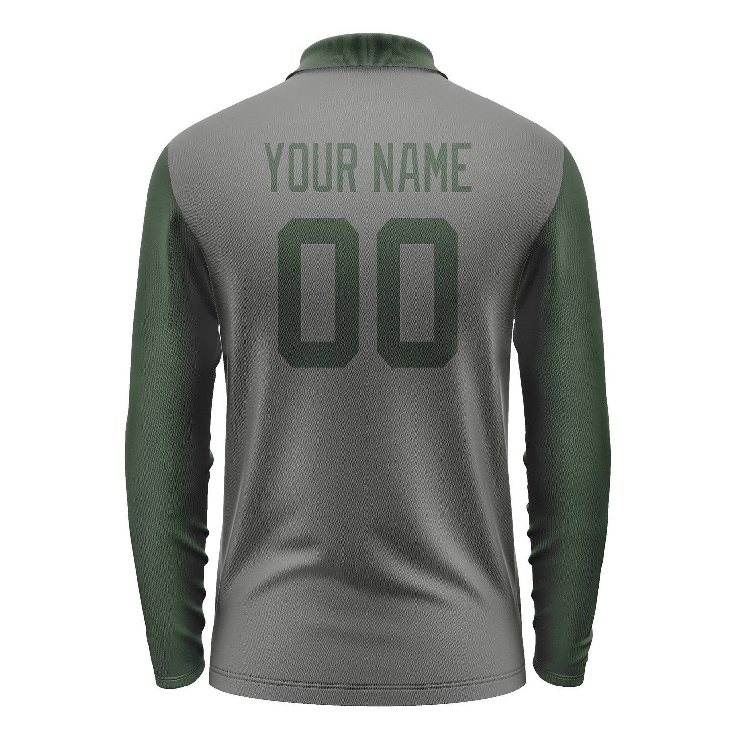 Custom Dark Grey Dark Green Long Sleeve Polo Shirt Pl200606B106