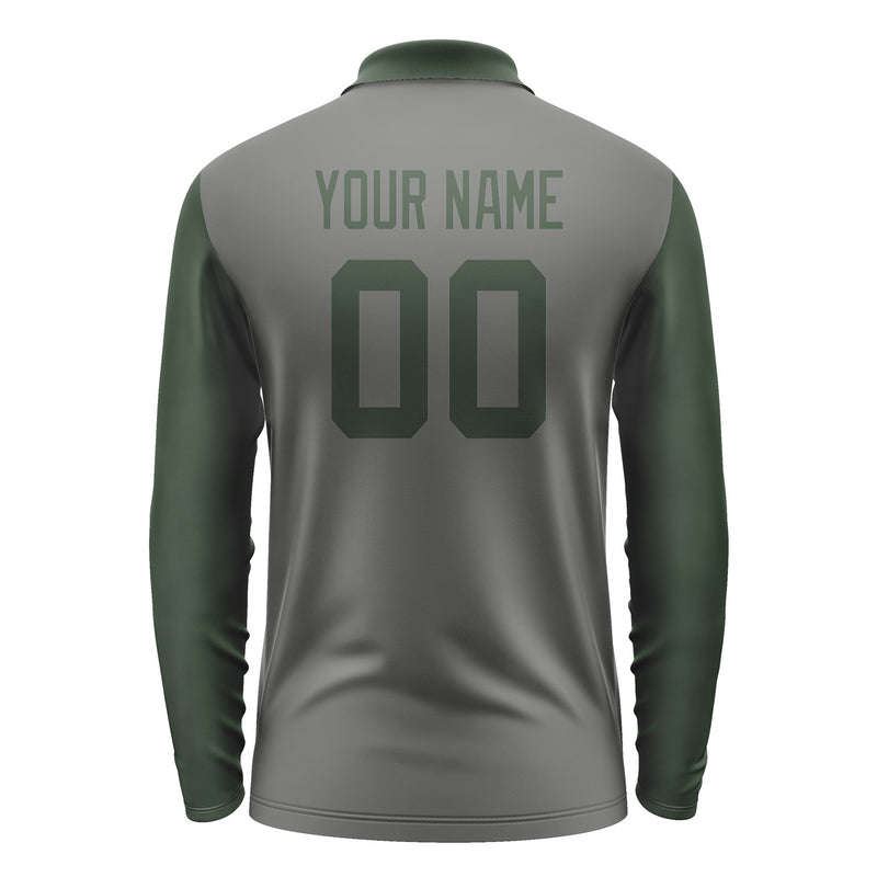 Custom Dark Grey Dark Green Long Sleeve Polo Shirt Pl200606B106