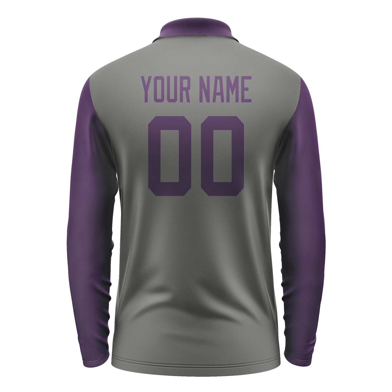 Custom Dark Grey Purple Long Sleeve Polo Shirt Pl200707B107