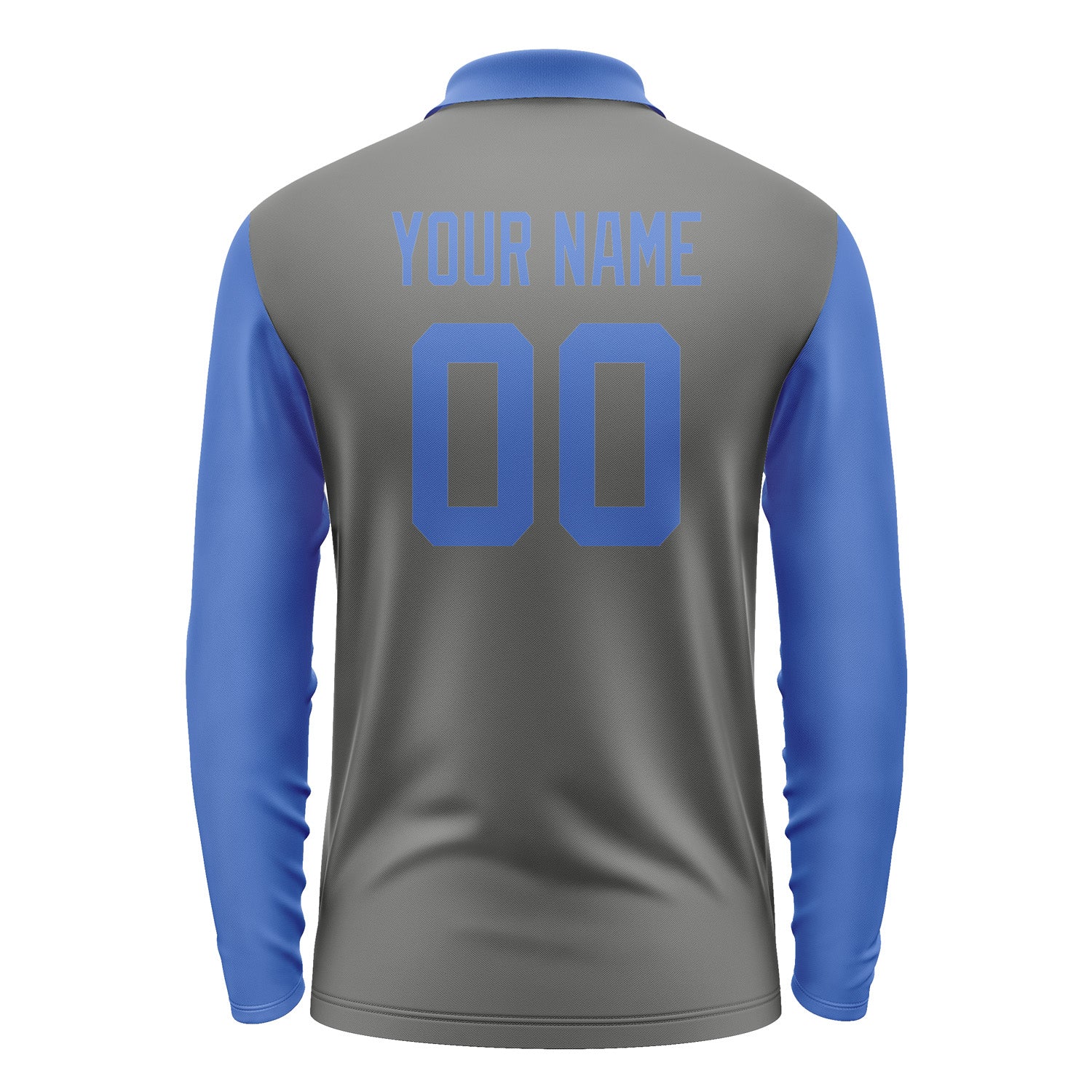 Custom Dark Grey Sky Blue Long Sleeve Polo Shirt Pl200909B109