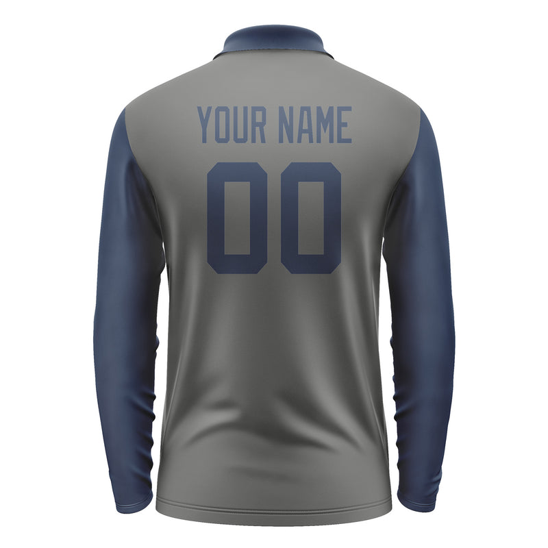 Custom Dark Grey Blue Long Sleeve Polo Shirt Pl201010B110