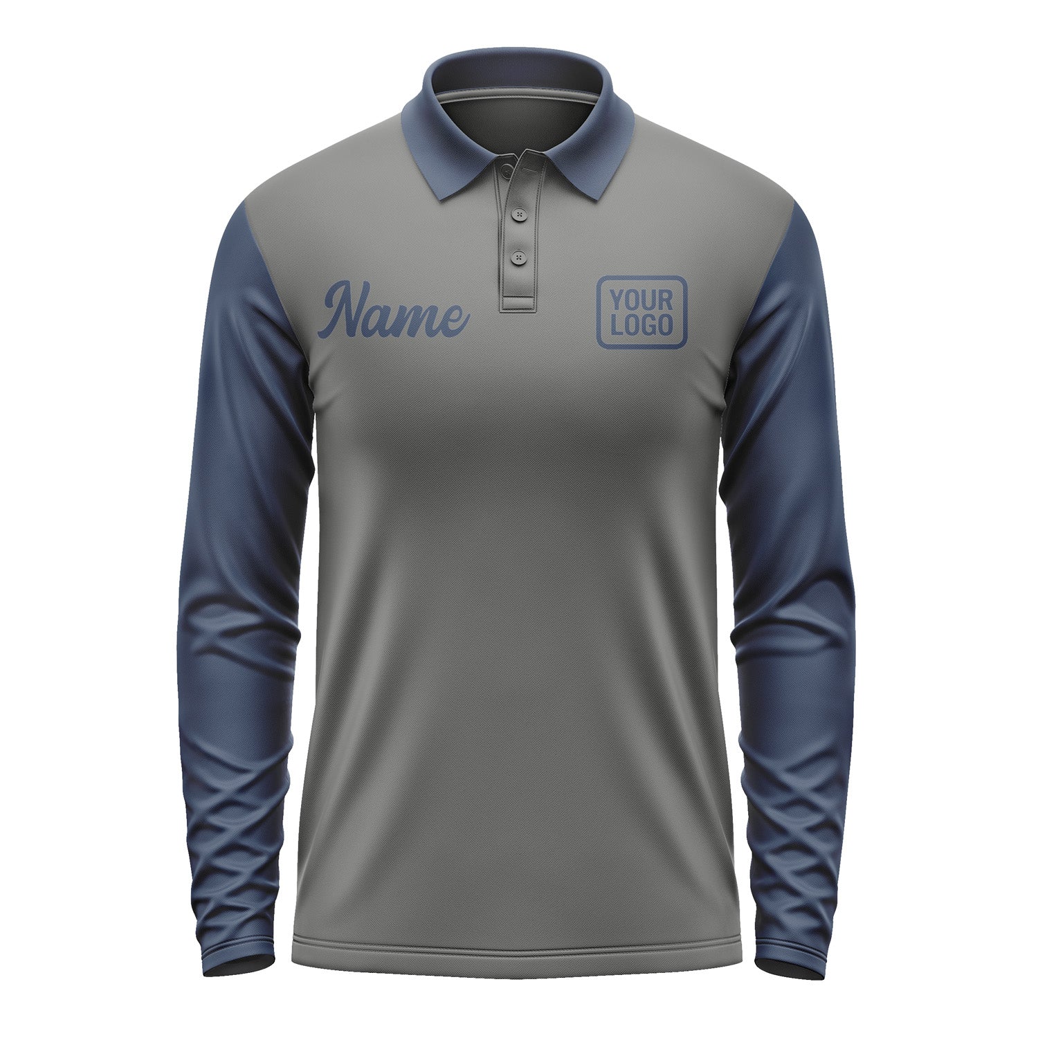 Custom Dark Grey Blue Long Sleeve Polo Shirt Pl201010B110