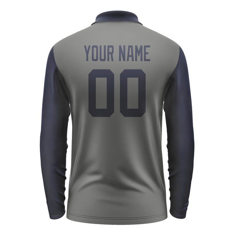 Custom Dark Grey Navy Long Sleeve Polo Shirt Pl201111B111