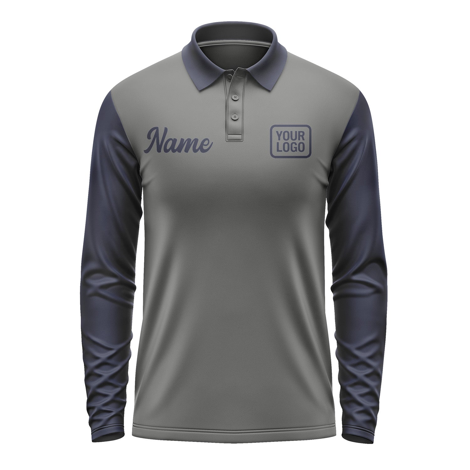 Custom Dark Grey Navy Long Sleeve Polo Shirt Pl201111B111