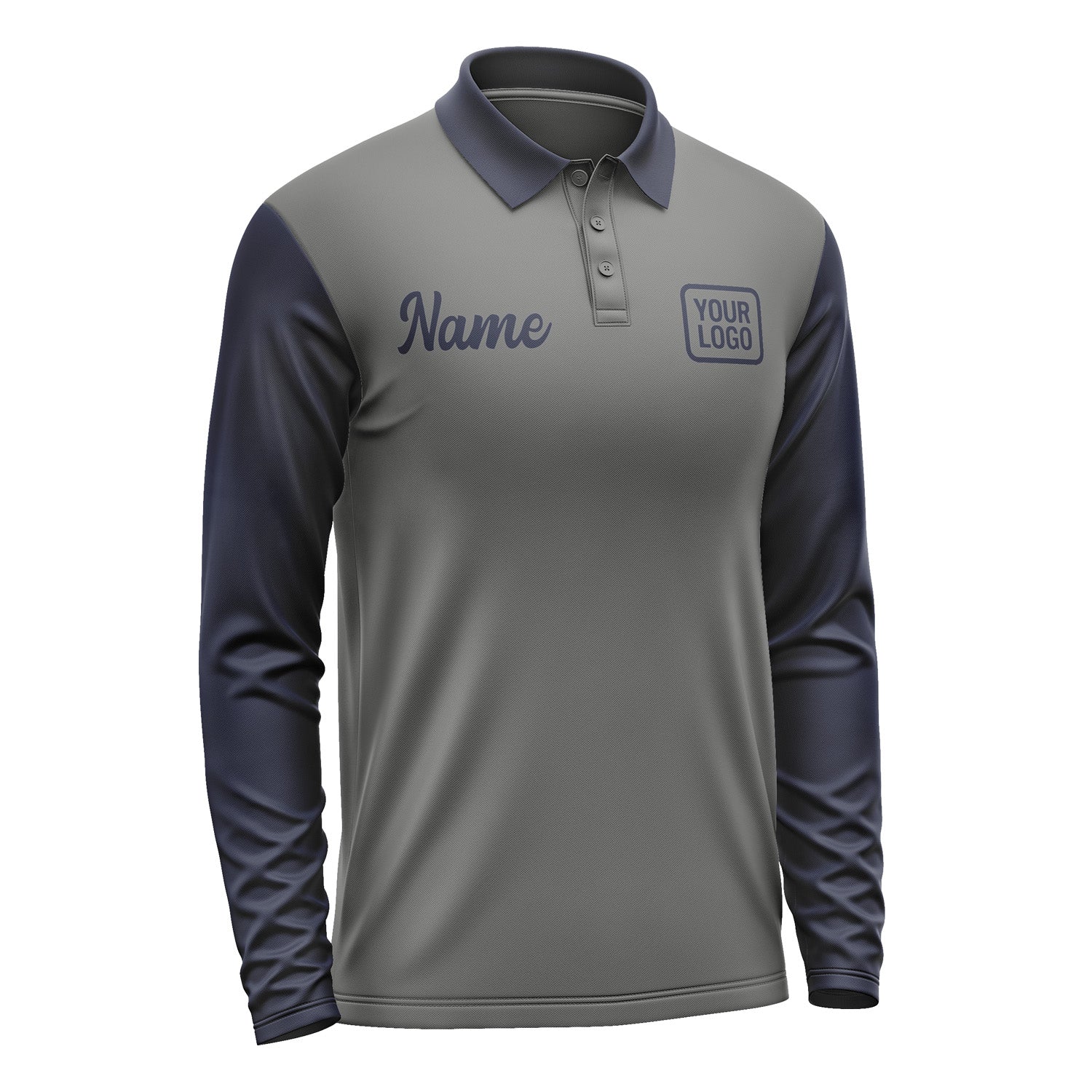 Custom Dark Grey Navy Long Sleeve Polo Shirt Pl201111B111