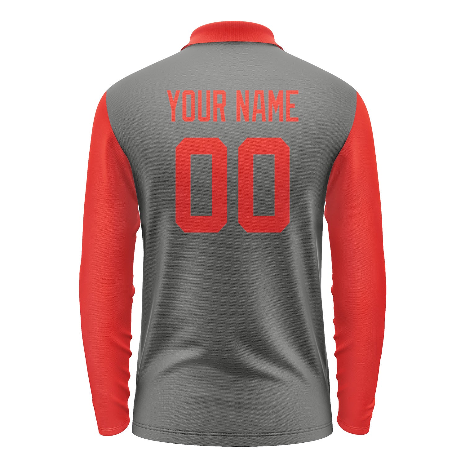Custom Dark Grey Orange Red Long Sleeve Polo Shirt Pl201212B112
