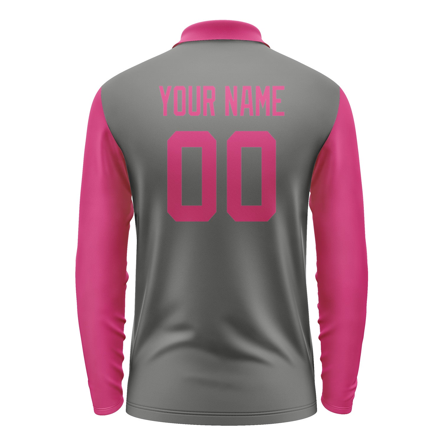 Custom Dark Grey Pink Long Sleeve Polo Shirt Pl201313B113