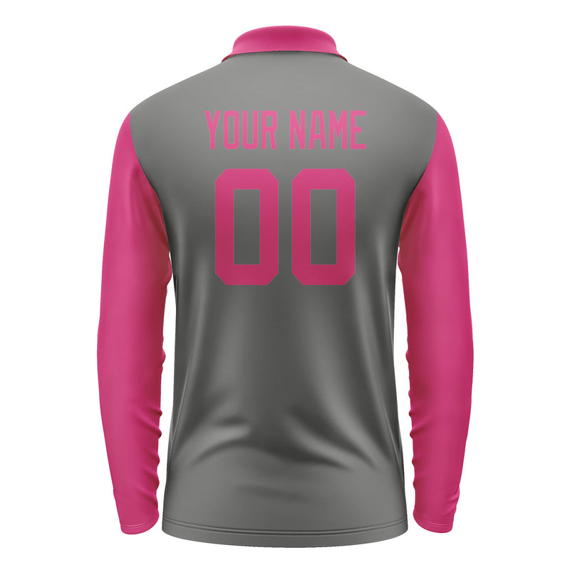 Custom Dark Grey Pink Long Sleeve Polo Shirt Pl201313B113