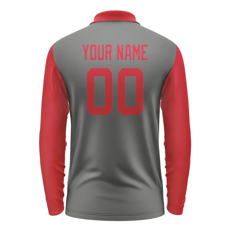 Custom Dark Grey Red Long Sleeve Polo Shirt Pl201414B114