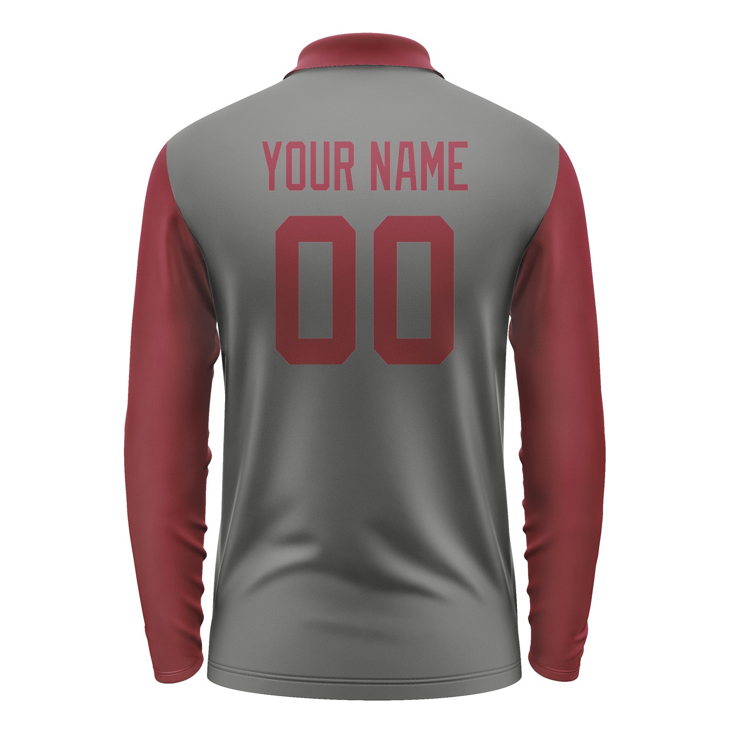 Custom Dark Grey Crimson Red Long Sleeve Polo Shirt Pl201515B115