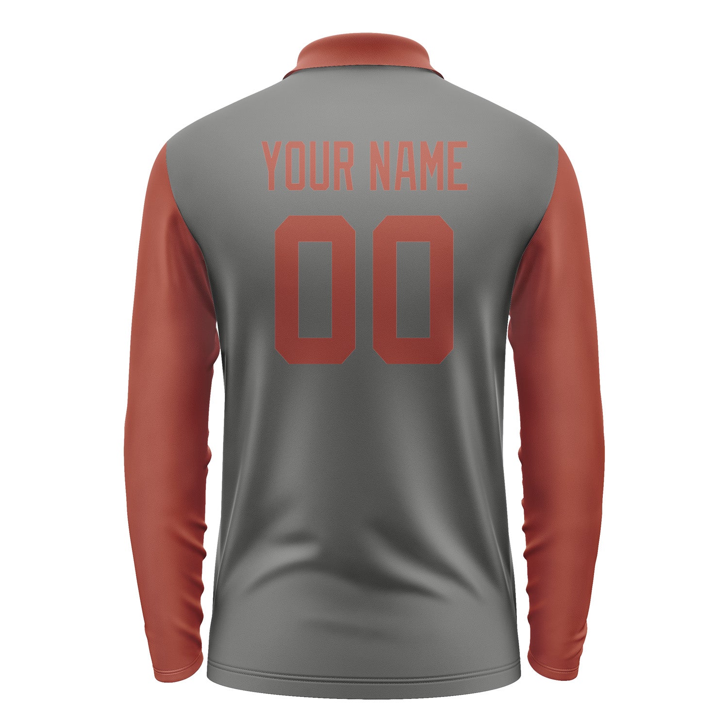 Custom Dark Grey Coral Red Long Sleeve Polo Shirt Pl201616B116