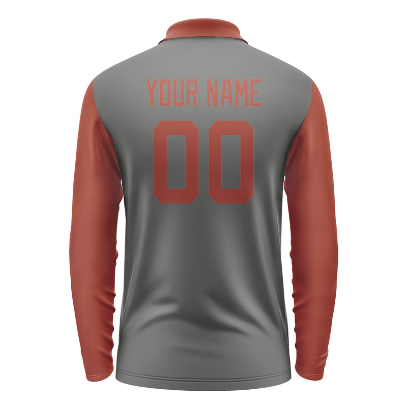 Custom Dark Grey Coral Red Long Sleeve Polo Shirt Pl201616B116