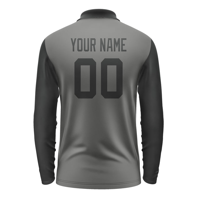 Custom Dark Grey Black Long Sleeve Polo Shirt Pl201717B117