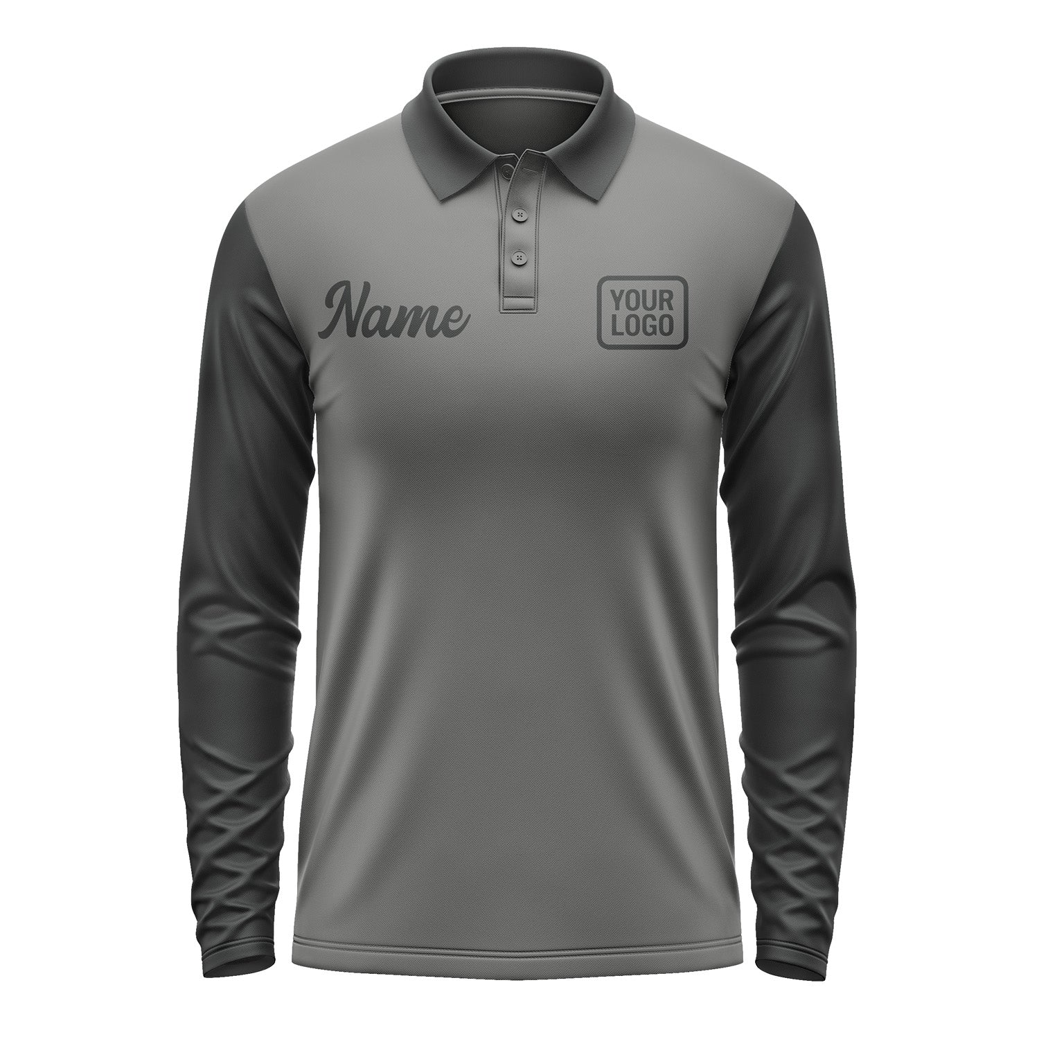 Custom Dark Grey Black Long Sleeve Polo Shirt Pl201717B117
