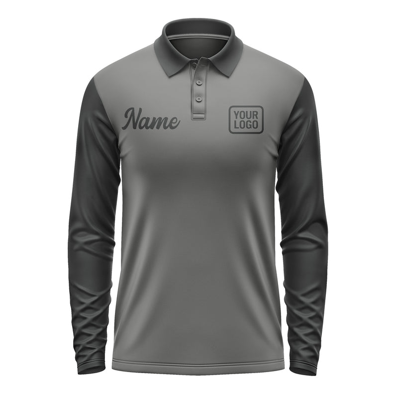 Custom Dark Grey Black Long Sleeve Polo Shirt Pl201717B117