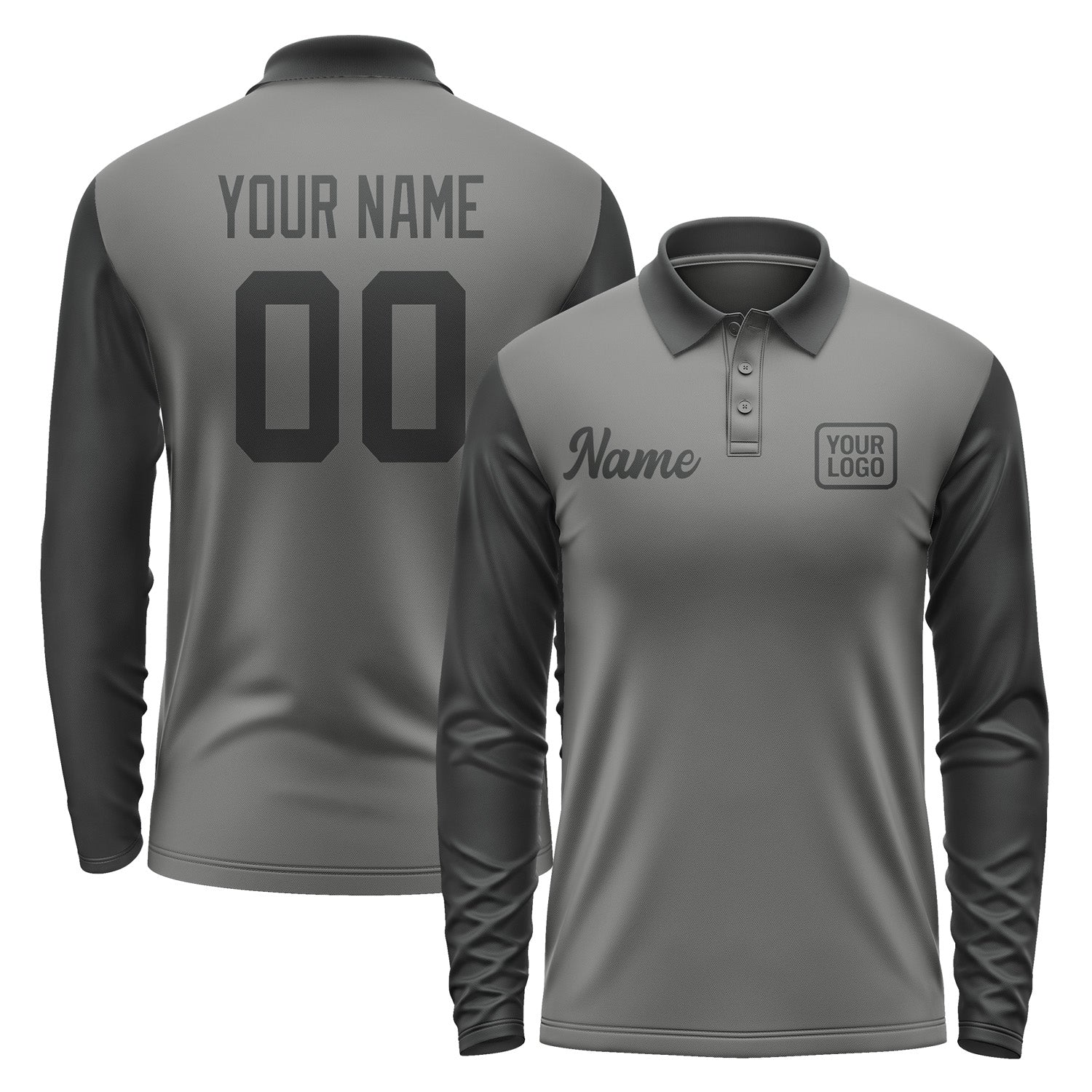 Custom Dark Grey Black Long Sleeve Polo Shirt Pl201717B117