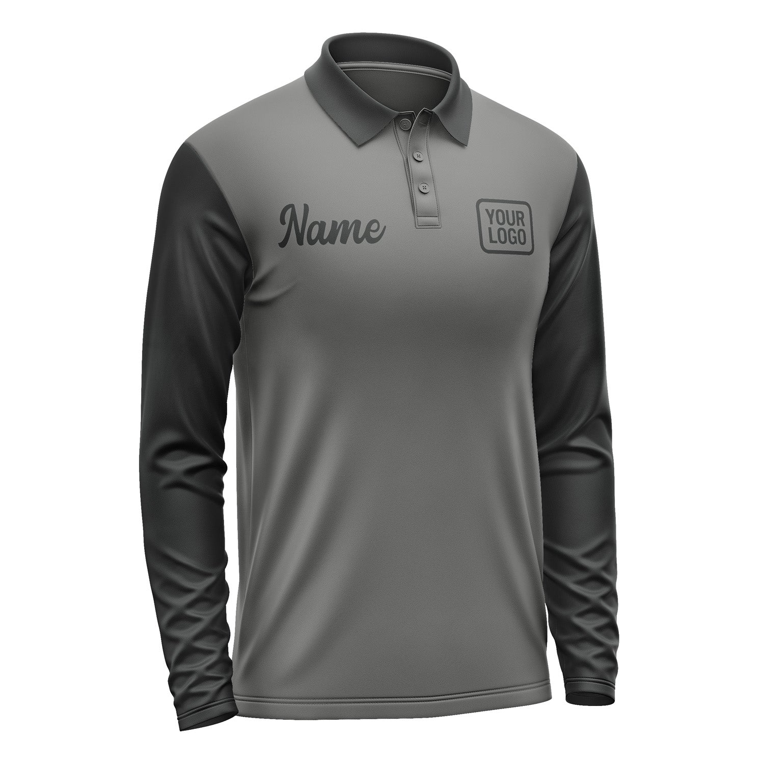 Custom Dark Grey Black Long Sleeve Polo Shirt Pl201717B117