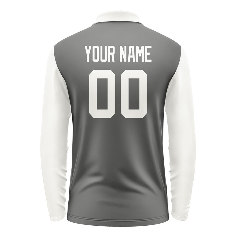 Custom Dark Grey White Long Sleeve Polo Shirt Pl201818B118