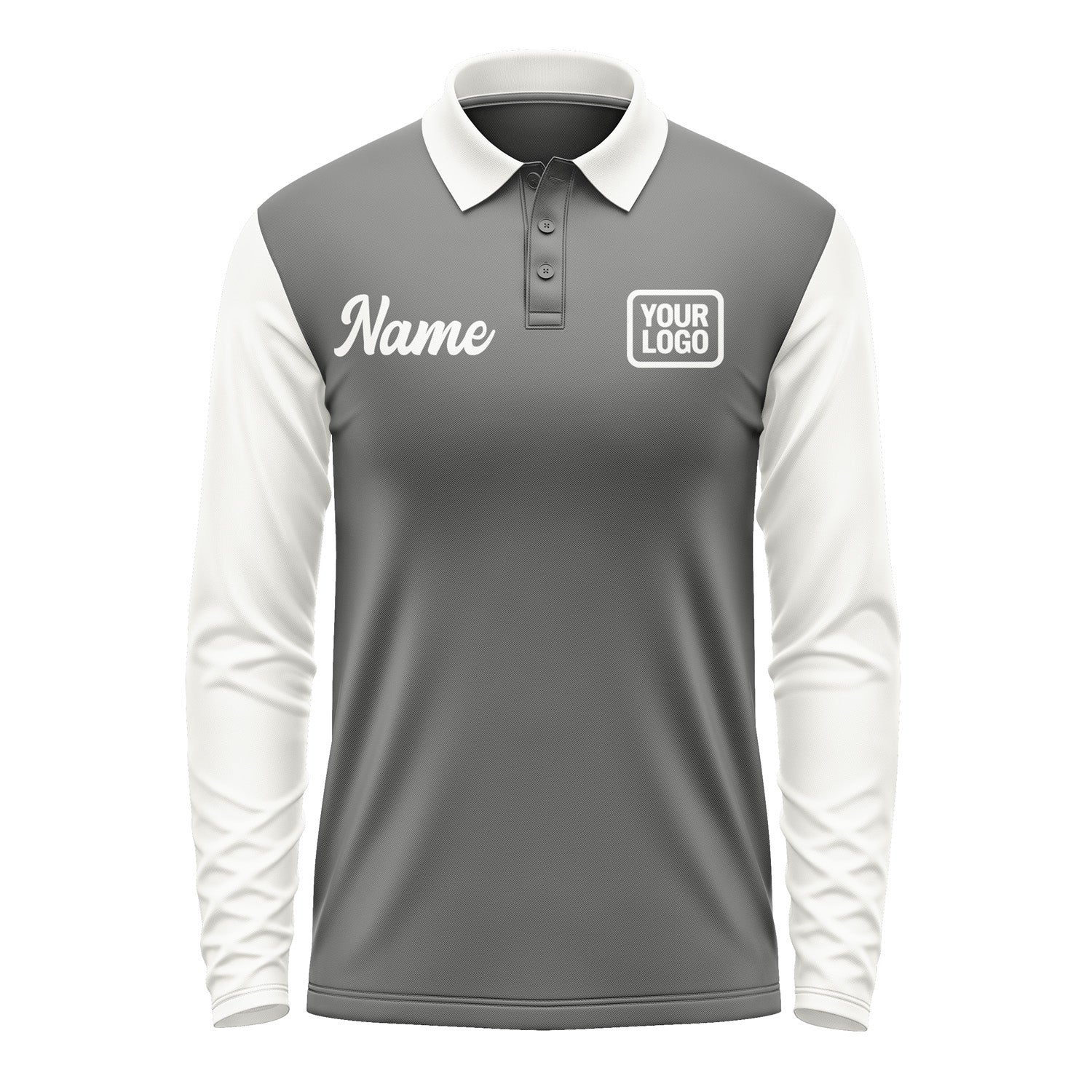 Custom Dark Grey White Long Sleeve Polo Shirt Pl201818B118