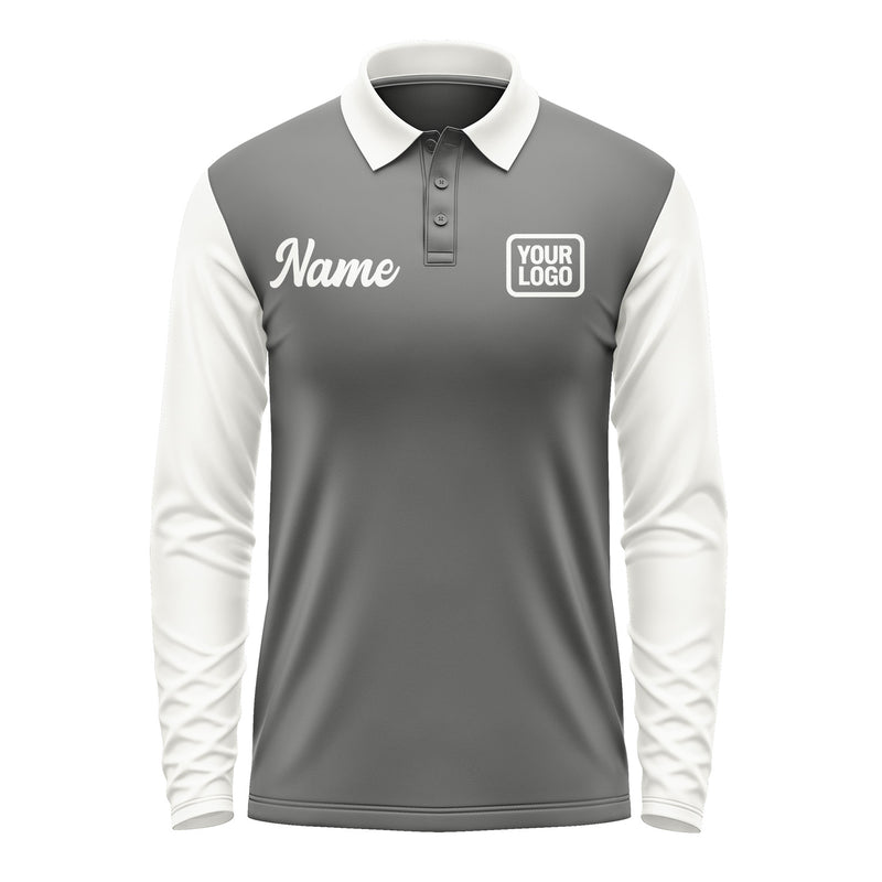 Custom Dark Grey White Long Sleeve Polo Shirt Pl201818B118